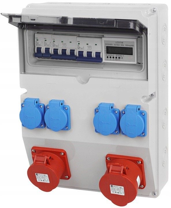 Elektrischer Wandverteiler 2x 16A / 4x230V Komplettset Baustromverteiler mit digitalen Zählern