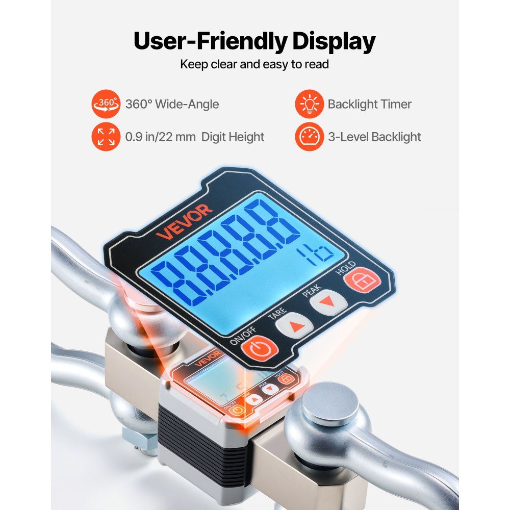 Crane Scale 10T, Digital Hanging Scale, Industrial Scale with Cast Aluminum Housing & LCD Display, 2kg Division & 3 Level Switch, Remote Control, Play Scale, Hook Scale for Garage & Factory