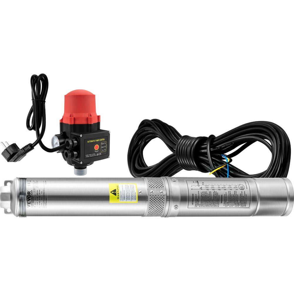 88 mm Tiefbrunnenpumpe 750W Brunnenpumpe 105L/min Tauchpumpe max. Förderhöhe 62m Rohrpumpe 230V 50Hz Sandpumpe IP68 Wasserpumpe 11 Laufradstufen Pumpe Ideal zur Bewässerung oder Wasserversorgung