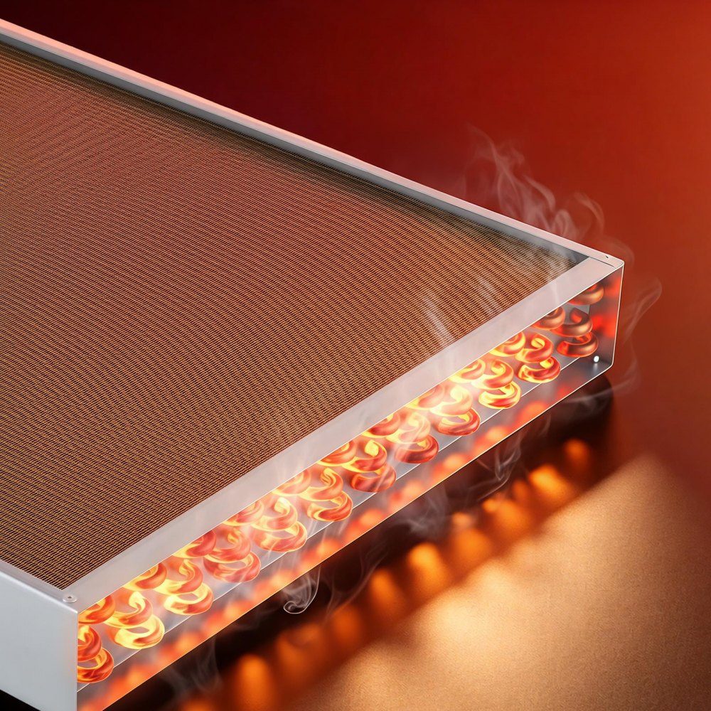 Lamellenwarmtewisselaar 457x457mm, 35,2kW warmtewisselaar met koperen aansluitingen & aluminium lamellen, water-lucht warmtewisselaar met 2,5 MPa werkdruk, warmtewisselaar voor verwarming en koeling binnenshuis