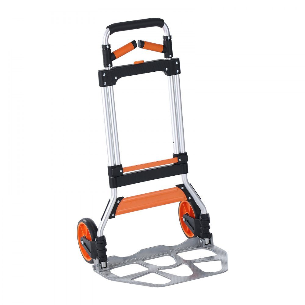 Folding Sack Truck 140kg Aluminum Alloy Plastic Transport Trolley Stacking Trolley with Adjustable Handle 900-1109mm Foldable Trolley with Tension Rope Included Compact Size for Storage