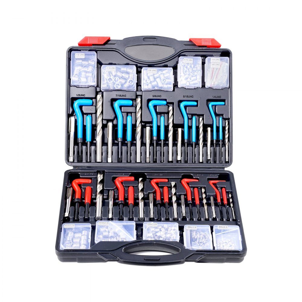 Thread Repair Thread Repair Kit Thread Repair Kit 338 Pieces SAE and Metric Helicoil Set Thread Repair Tools M5 M6 M8 M10 M12 1/4 5/16 3/8 7/16 1/2 Inch HSS Drill Bits