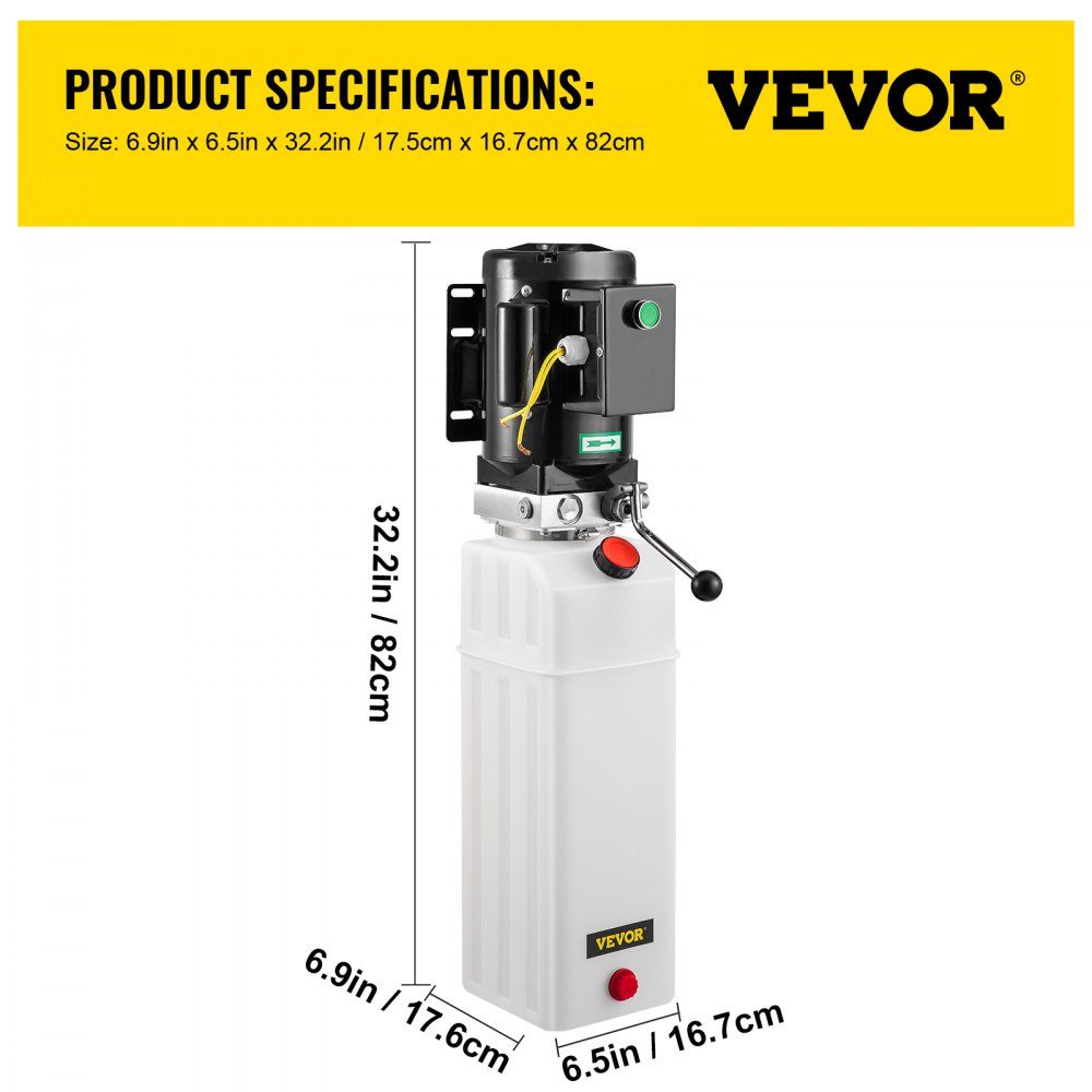 Groupe hydraulique à levage automatique, 3 CV, 2,2 kW, 2850 tr/min, pression de pompe réglable, pression de décharge de 2750 PSI – Réf. HT-22713