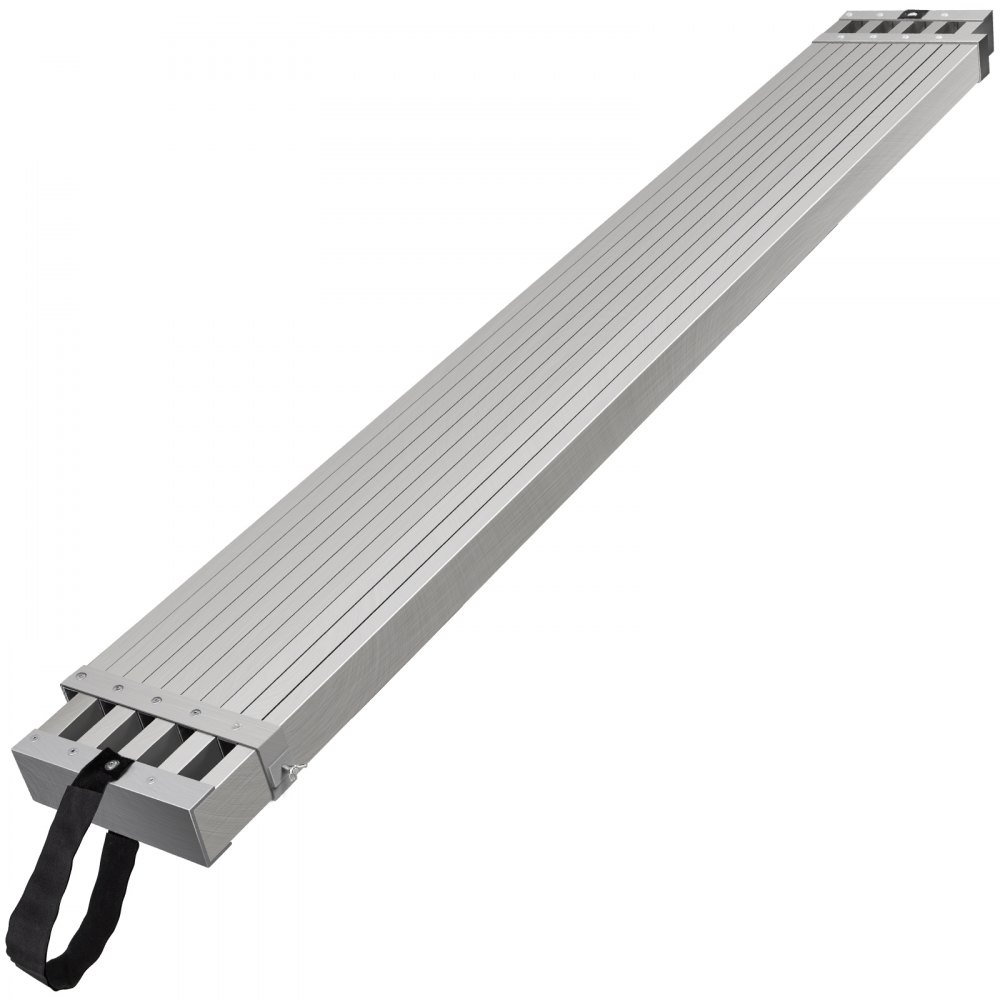 Planche de travail télescopique en aluminium de 9 à 15 pieds, capacité de charge de 500 lb, planche d'échafaudage en aluminium de 12,5 pouces de large, planche de scène d'extension avec plate-forme antidérapante, accessoires d'échelle d'échafaudage