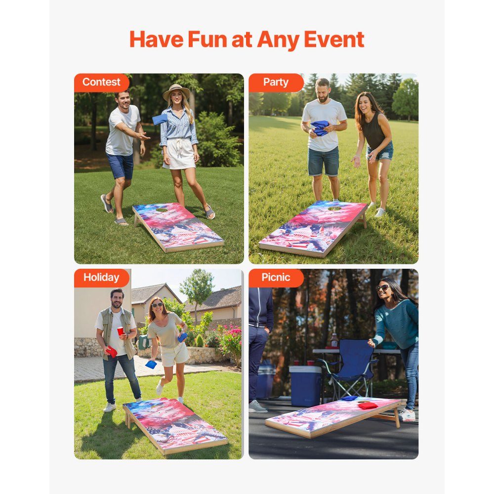 Cornhole-spelset (1255 x 600 x 302 mm), Cornhole-spelborden, draagbaar massief houten werpbord, Cornhole-spel voor volwassenen, inclusief 8 zitzakken en draagtas, voor tuin en achtertuin