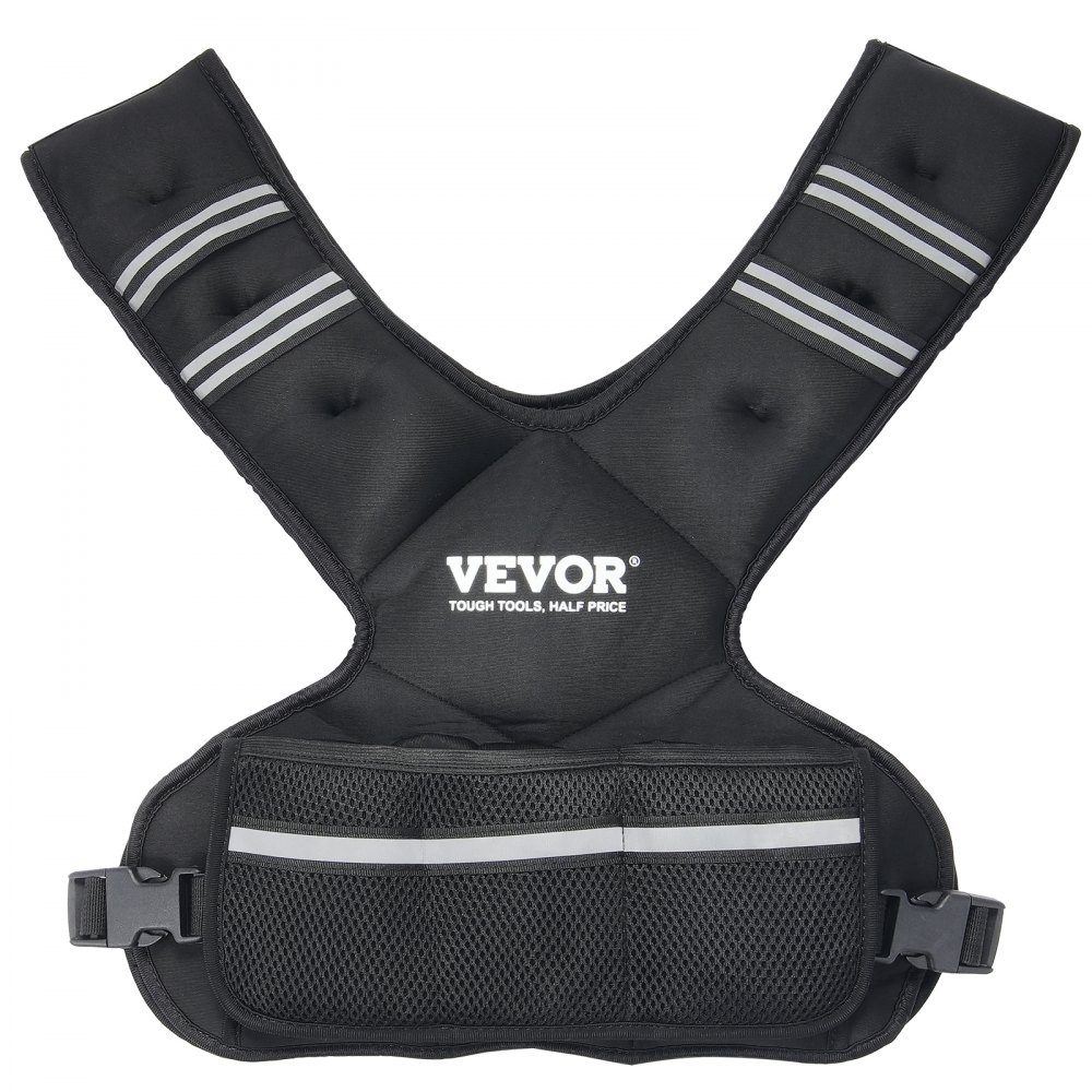 Gilet de musculation réglable 9-14,5 kg avec 6 poids de fer et de sable et bande Réf. léchissante, ensemble d'entraînement pour homme et femme, équipement d'entraînement pour la musculation, la course à pied