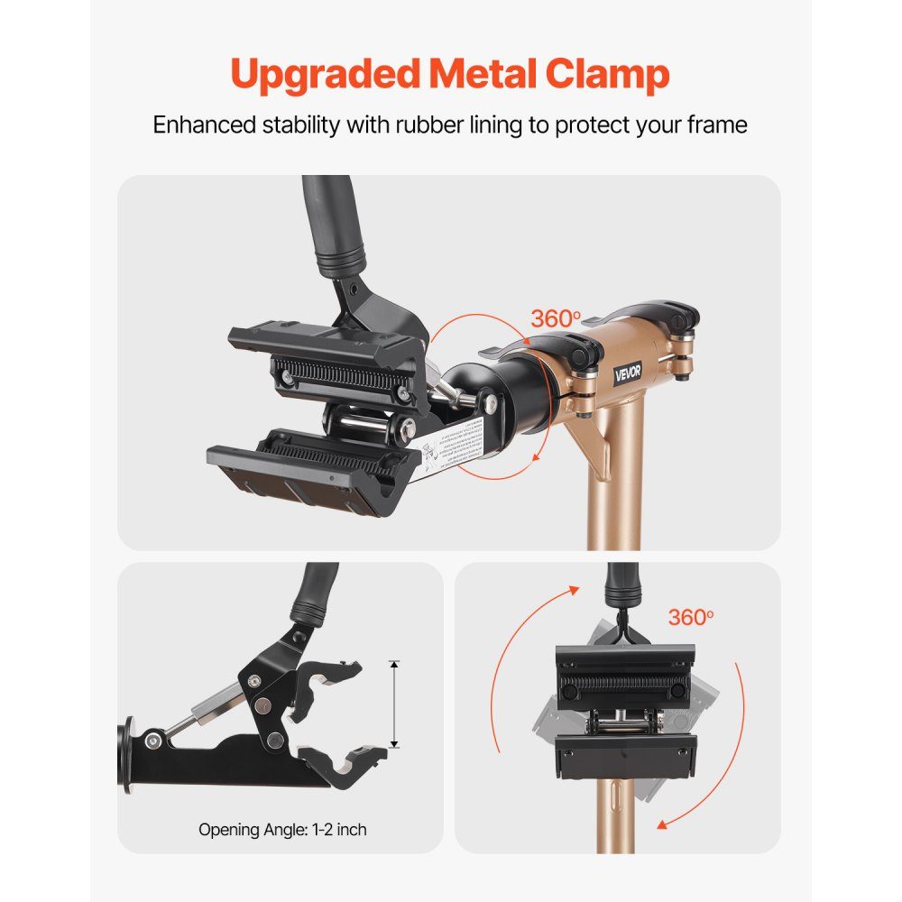 Support de réparation de vélo, support de réparation de vélo (capacité de charge de 49,9 kg) avec hauteur réglable de 1025 à 1510 mm et grand plateau à outils, support d'entretien pliable pour vélos de montagne, vélos de route