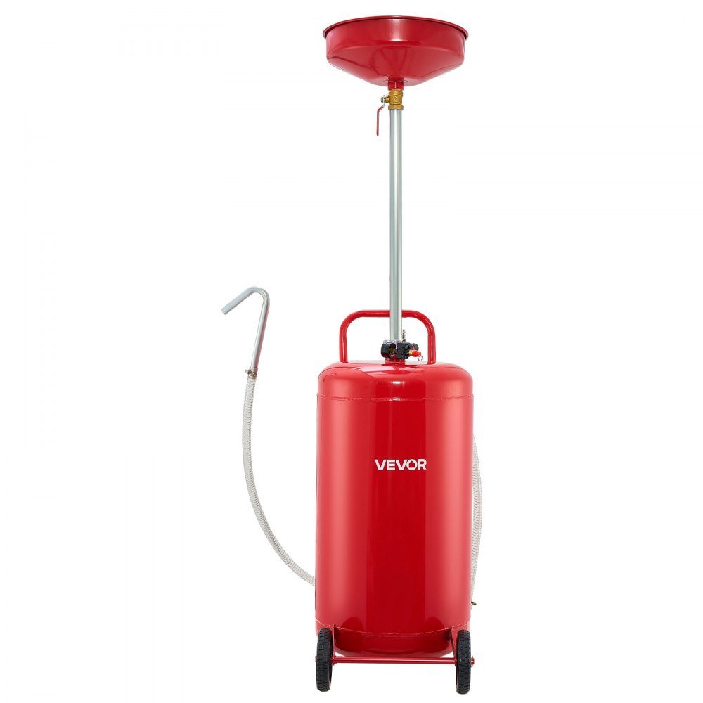 Oil Catch Cart 9 5L, Oil Catch Container with Adjustable Funnel Height, Oil Catch Cart with Wheels, Liquid Fuel Transfer Drain, Oil Catch Cart for Auto Workshop, Red