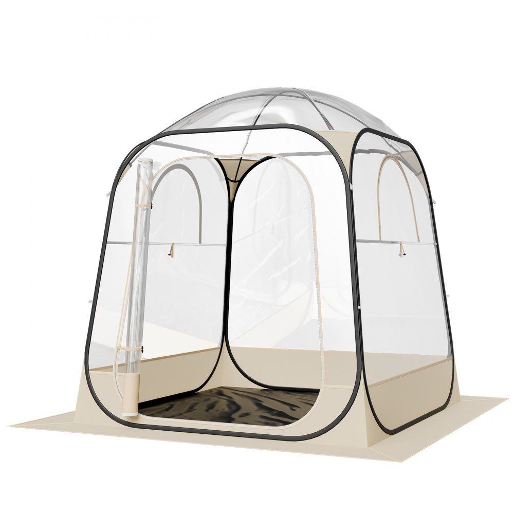 Tente transparente 160 x 160 x 182 cm Tente pop-up pour 2 à 4 personnes Tente de sport avec tapis de sol et couverture supérieure Tente à bulles extérieure Abri de camping pour événements Pêche Acclamations