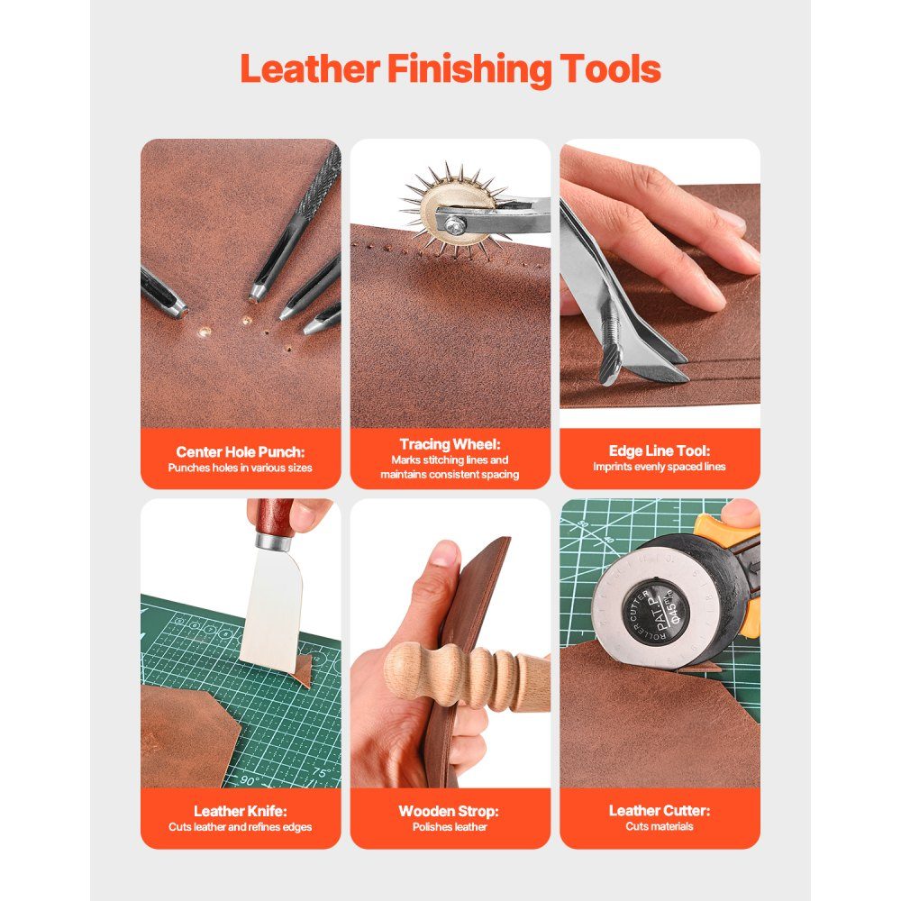 61pcs Leather Craft Tool Set with Portable Canvas Storage Bag Tools Graphic Tool Punch Tool Sewing Tool Cutting Tools Ideal for Beginners DIY Professionals