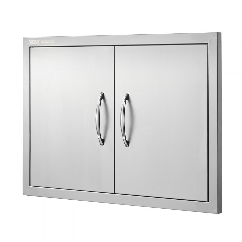 Grill Access Door 711x482mm Double Outdoor Kitchen Door Flush Mount Stainless Steel Door Vertical Wall Door with Handles for Grill Island Grill Station Outdoor Cabinet