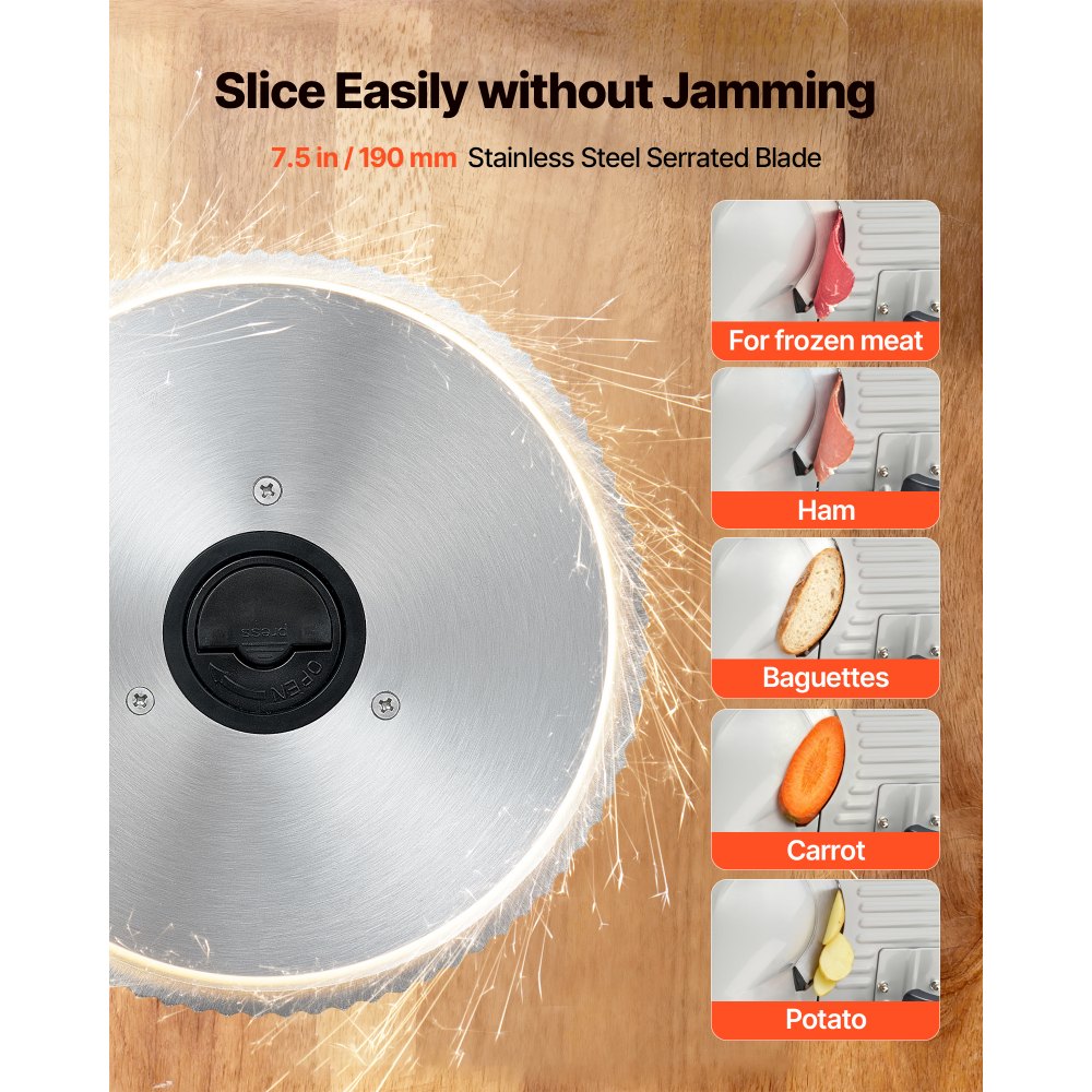 All-purpose slicer meat slicer 200W electric slicer with 19cm blade, meat slicer with 0-15mm adjustable thickness, for frozen meat ham prime steak All-purpose slicer meat slicer 200W electric slicer with 19cm blade, meat slicer with 0-15mm adjustable thickness, for frozen meat ham prime steak