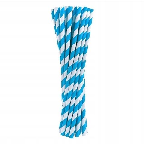 Eco-papieren rietjes met blauwe strepen, 250 stuks Restaurant Snack Food Truck Bistro