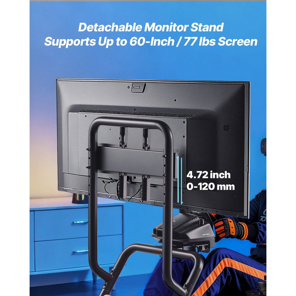 Lenkradständer, Rennradständer, Simulator-Cockpit mit Monitorständer, für Logitech G25, G27, G29, G920, G923, Thrustmaster T300RS, TX F458, T500RS, T3PA-PRO (F1/GT) und CSR-Pedale