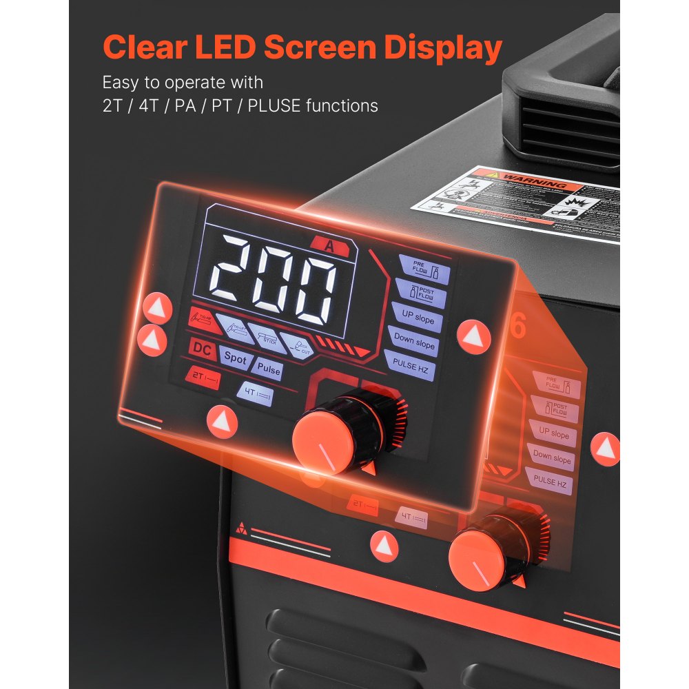 Machine à souder 3 en 1 Combo Coupe/TIG/MMA, coupeur plasma 50 A et soudeuse à électrode TIG 200 A, affichage numérique LED avec fonction 2T/4T/PA/PT pour bricolage et atelier