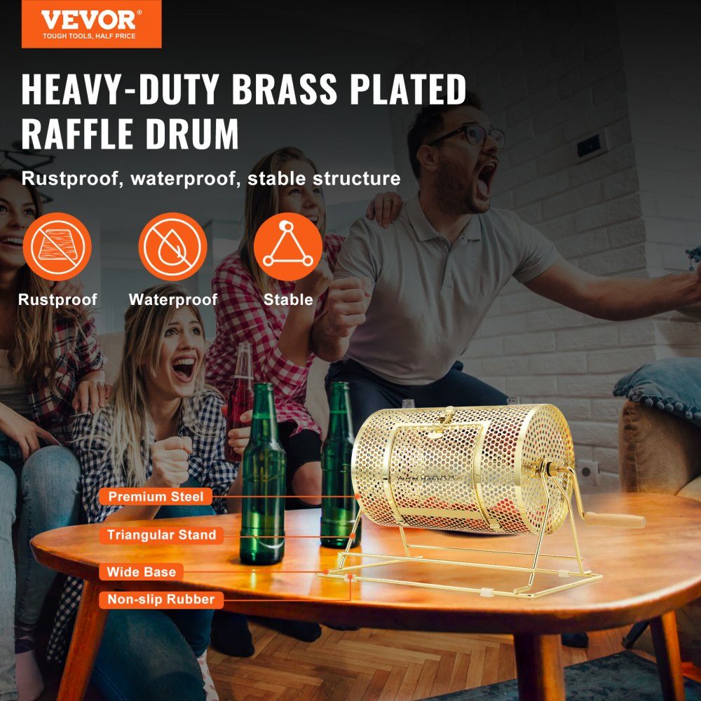 Lotto drum Glückskind 3500 tickets or 100 raffle balls capacity, professional lottery rotating cage made of metal, lottery turntable, lottery box for lottery games Golden