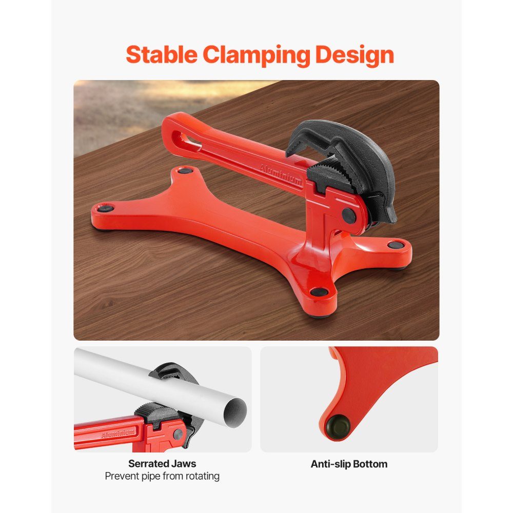 Portable pipe vise, aluminum vise with a clamping capacity of 3.175 to 38.1 mm, ideal for on-site pipe installation, repair and maintenance