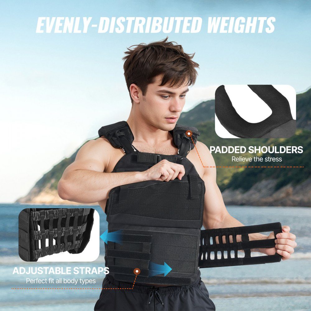 Weight Vest 40lbs Adjustable Weight Jacket for Men Women Training Equipment for Strength and Endurance Training Running Jogging Walking Fitness Weight Loss Black