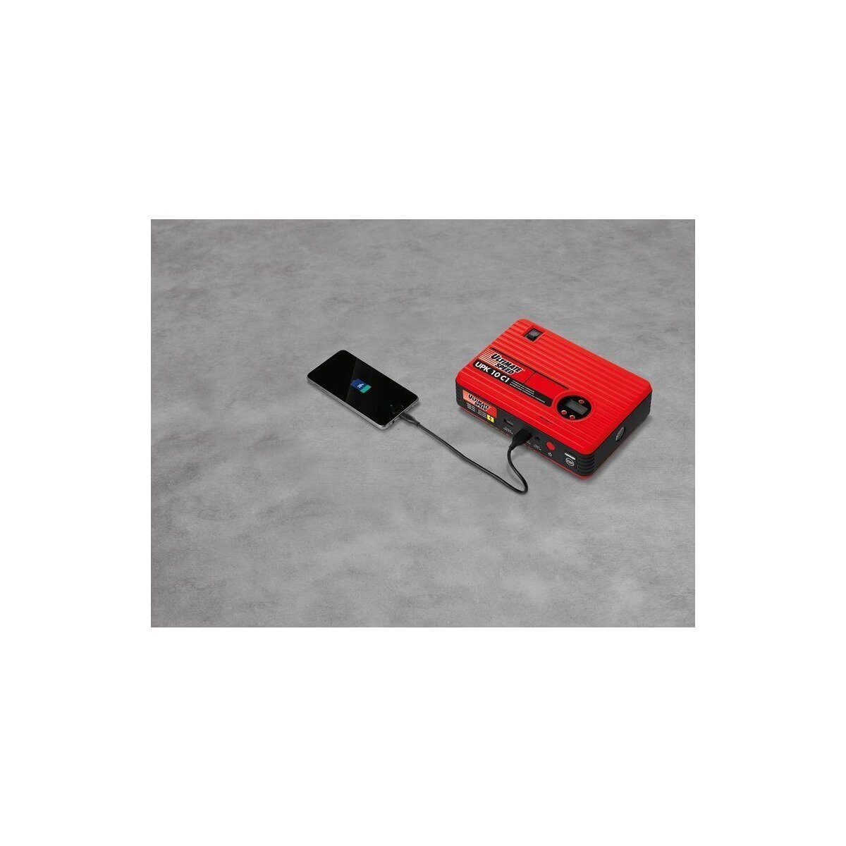 Power bank car jump starter with compressor air attachments and flashlight SOS kit