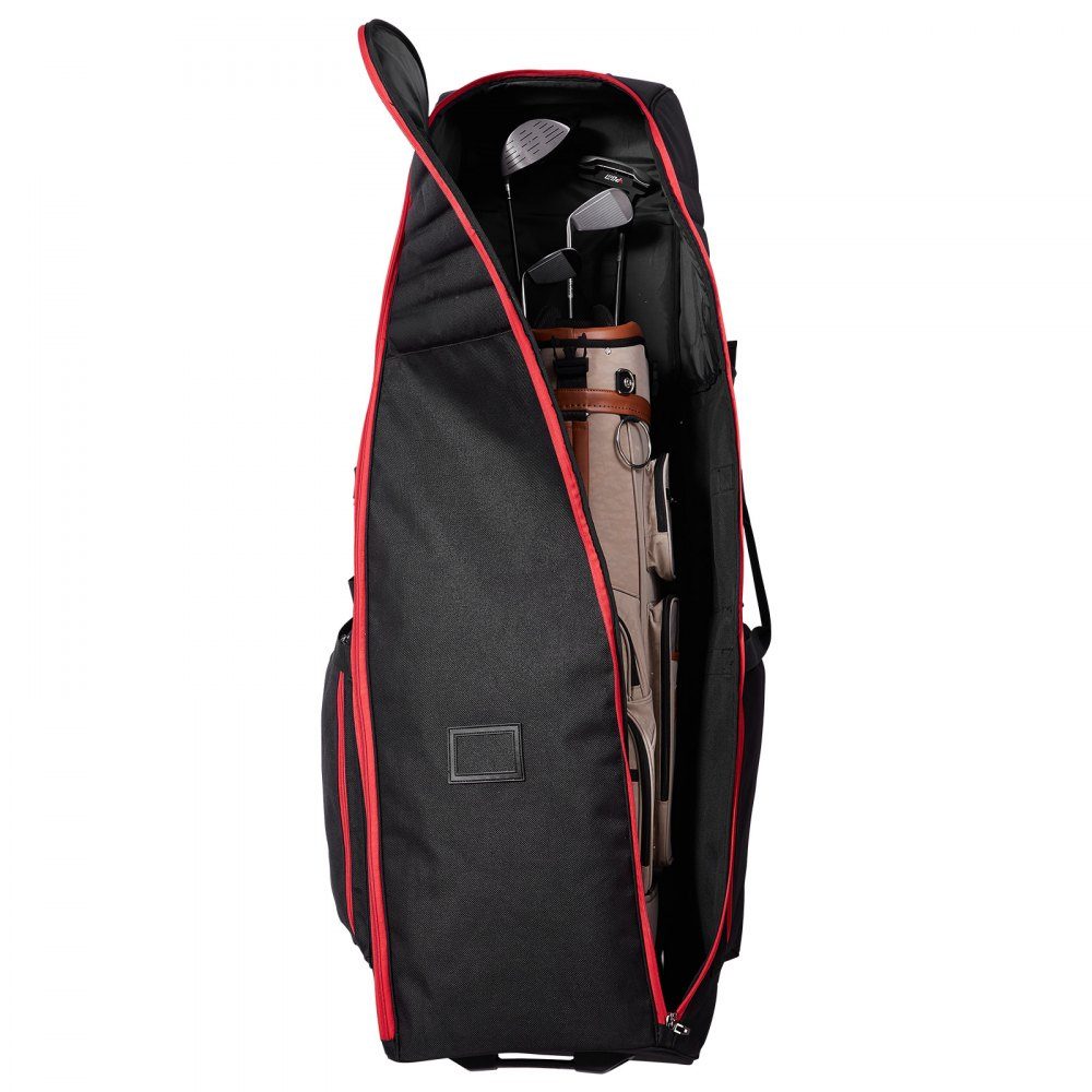 Golf-Reisetasche, Golfgepäck mit Rollen, strapazierfähig, 1800D Polyester Oxford, weiche Golfschläger-Aufbewahrungstasche für Flugzeug, wasserdicht, verschleißfest, Rot + Schwarz