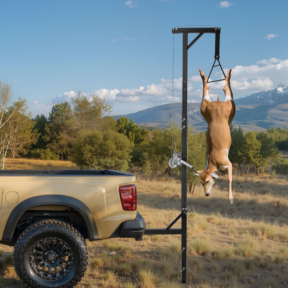 Wildaufzug mit Winde und Gambrel, 400 lb Tragfähigkeit, LKW-Wildaufzug mit 2-Zoll-Empfänger, 360-Grad-Schwenkwelle und einstellbarer Höhe, zum Häuten und Reinigen von Wild bei der Jagd Wildaufzug mit Winde und Gambrel, 400 lb Tragfähigkeit, LKW-Wildaufzug mit 2-Zoll-Empfänger, 360-Grad-Schwenkwelle und einstellbarer Höhe, zum Häuten und Reinigen von Wild bei der Jagd