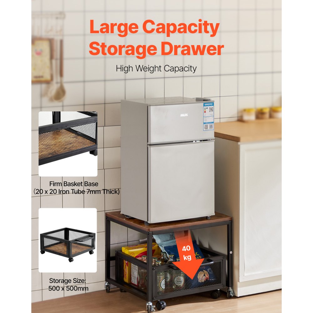Mini Fridge Stand Fridge Holder with 90kg Load Capacity, Fridge Table with Movable Storage Trolley & Swivel Wheels, Drinks Fridge Stand for Coffee Bar Apartment Light Brown Mini Fridge Stand Fridge Holder with 90kg Load Capacity, Fridge Table with Movable Storage Trolley & Swivel Wheels, Drinks Fridge Stand for Coffee Bar Apartment Light Brown