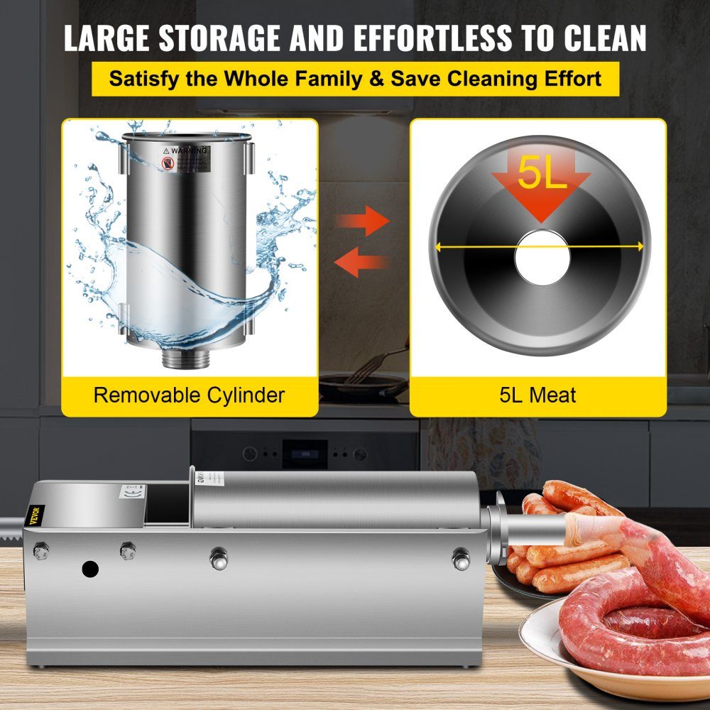 Sausage Filler 5L Meat Grinder Sausage Machine Sausage Filling Machine Horizontal Stainless Steel Sausage Syringe
