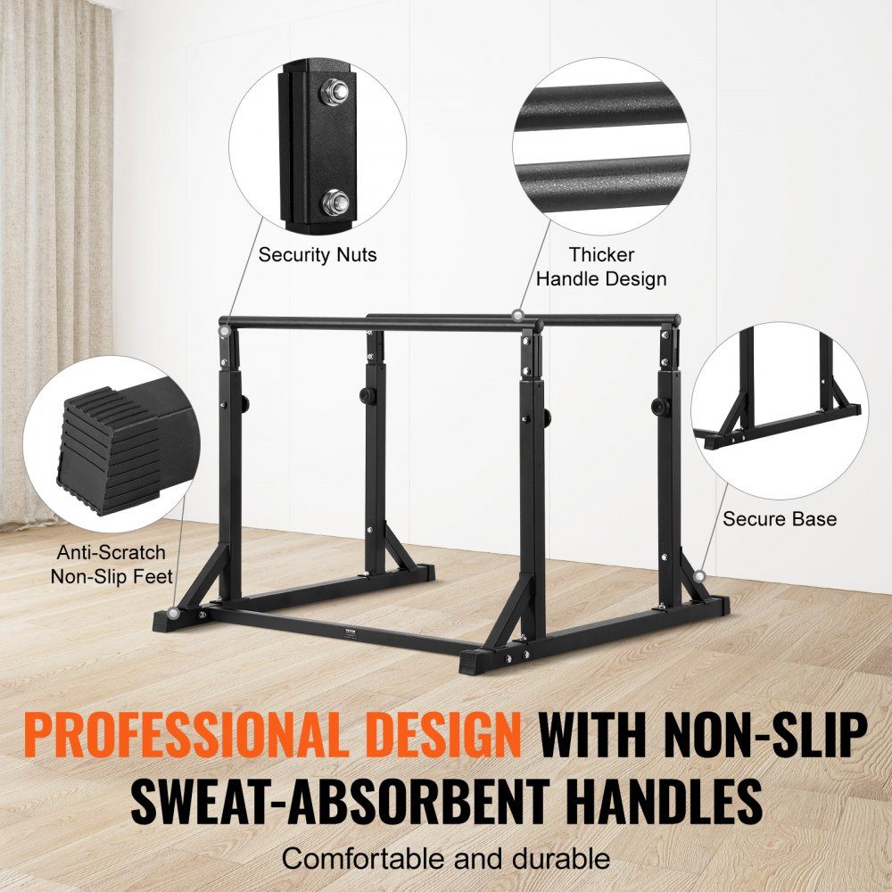 Dip Bar Heavy Duty Dip Stand Station Adjustable up to 800lbs Fitness Workout Dip Bar Station Stabilizer Parallette Push Up Stand Bars for Home Gym Strength Training