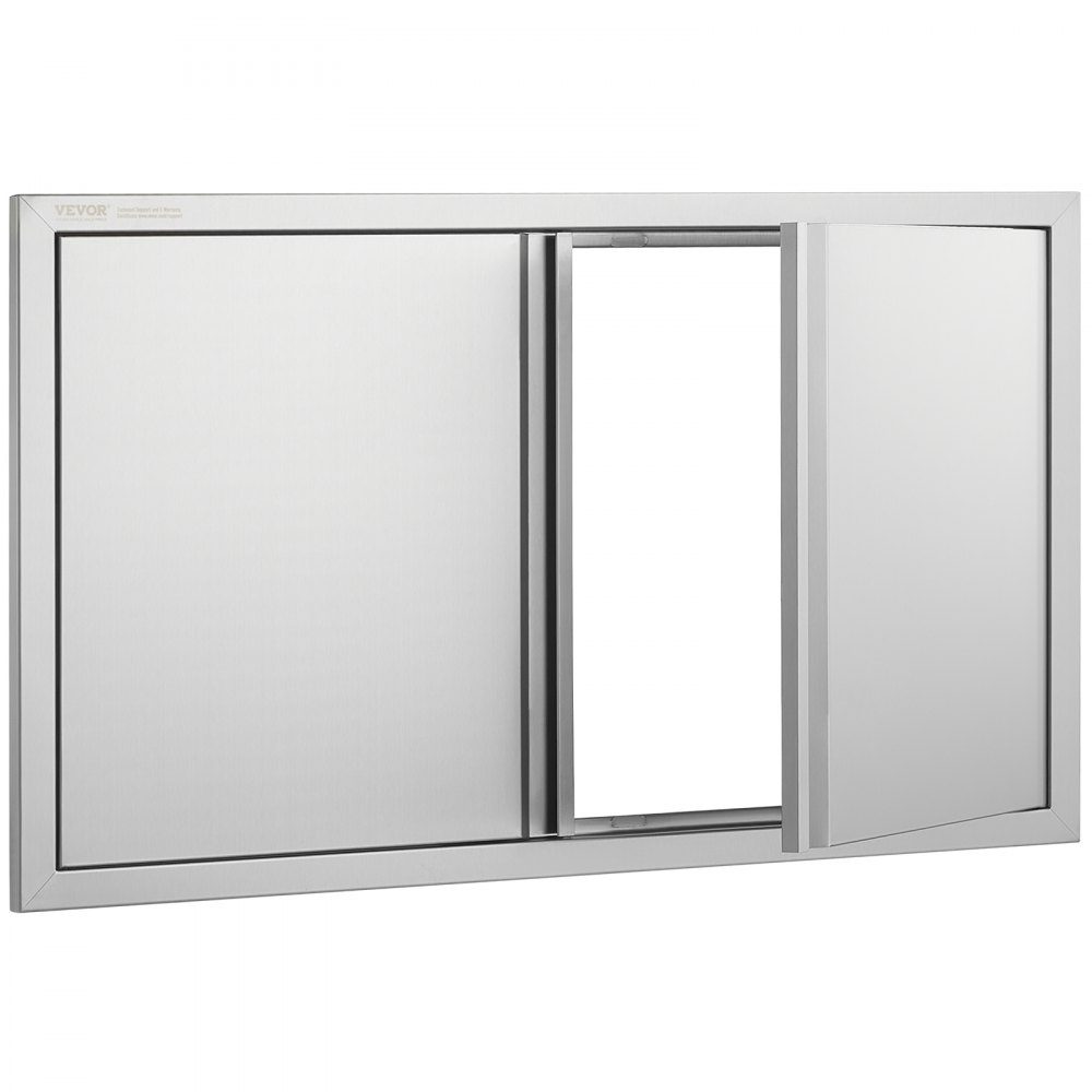 Grilltoegangsdeur 914x534mm Dubbele buitenkeukendeur Inbouw roestvrijstalen deur Verticale muurdeur met intrekbare handgrepen voor grilleiland Grillstation Buitenkast