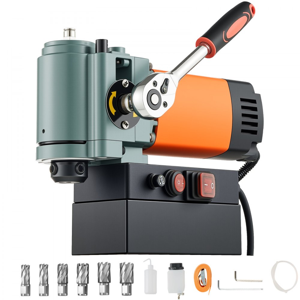 Perceuse magnétique à profil bas 1300 W 35 mm de diamètre, puissance 10 000 N, perceuse magnétique portable avec tige Weldon pour surfaces métalliques, bricolage industriel Perceuse magnétique à profil bas 1300 W 35 mm de diamètre, puissance 10 000 N, perceuse magnétique portable avec tige Weldon pour surfaces métalliques, bricolage industriel