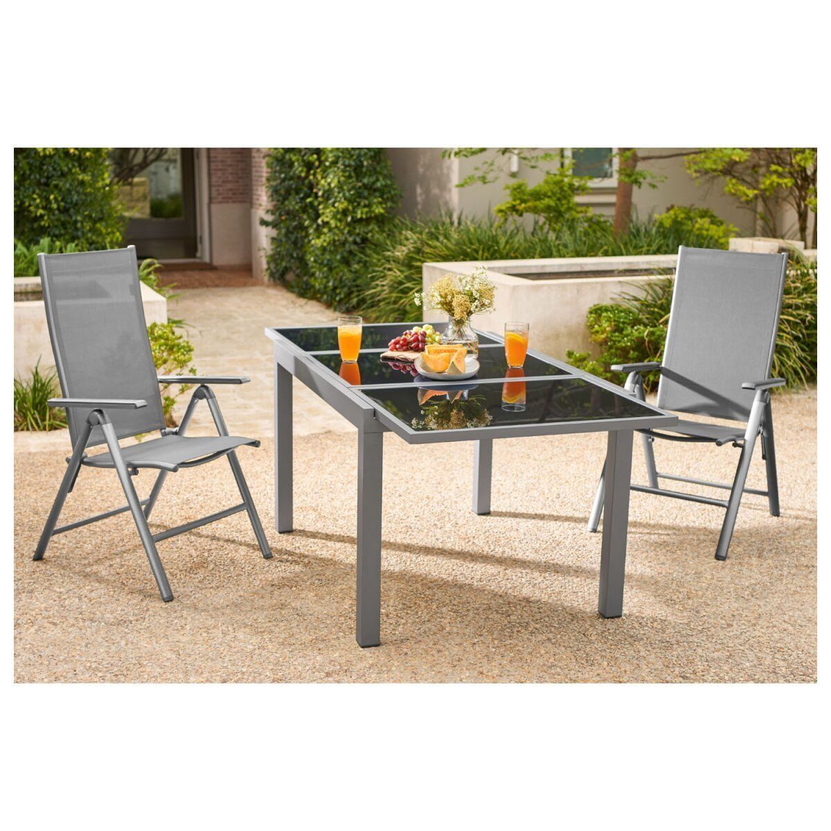 Garden table aluminum silver extendable
