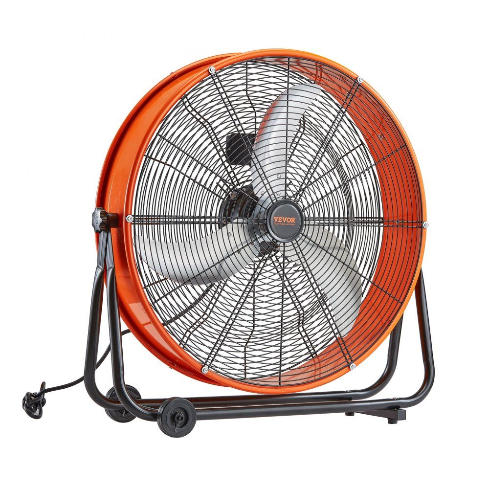 Trommelventilator, 24-Zoll-Bodenventilator, Industrieventilator mit 3 Gängen, 8600 CFM, 360° verstellbare Windmaschine, Hallenventilator, Trommelventilator für Lager, Werkstatt, Fabrik, Keller