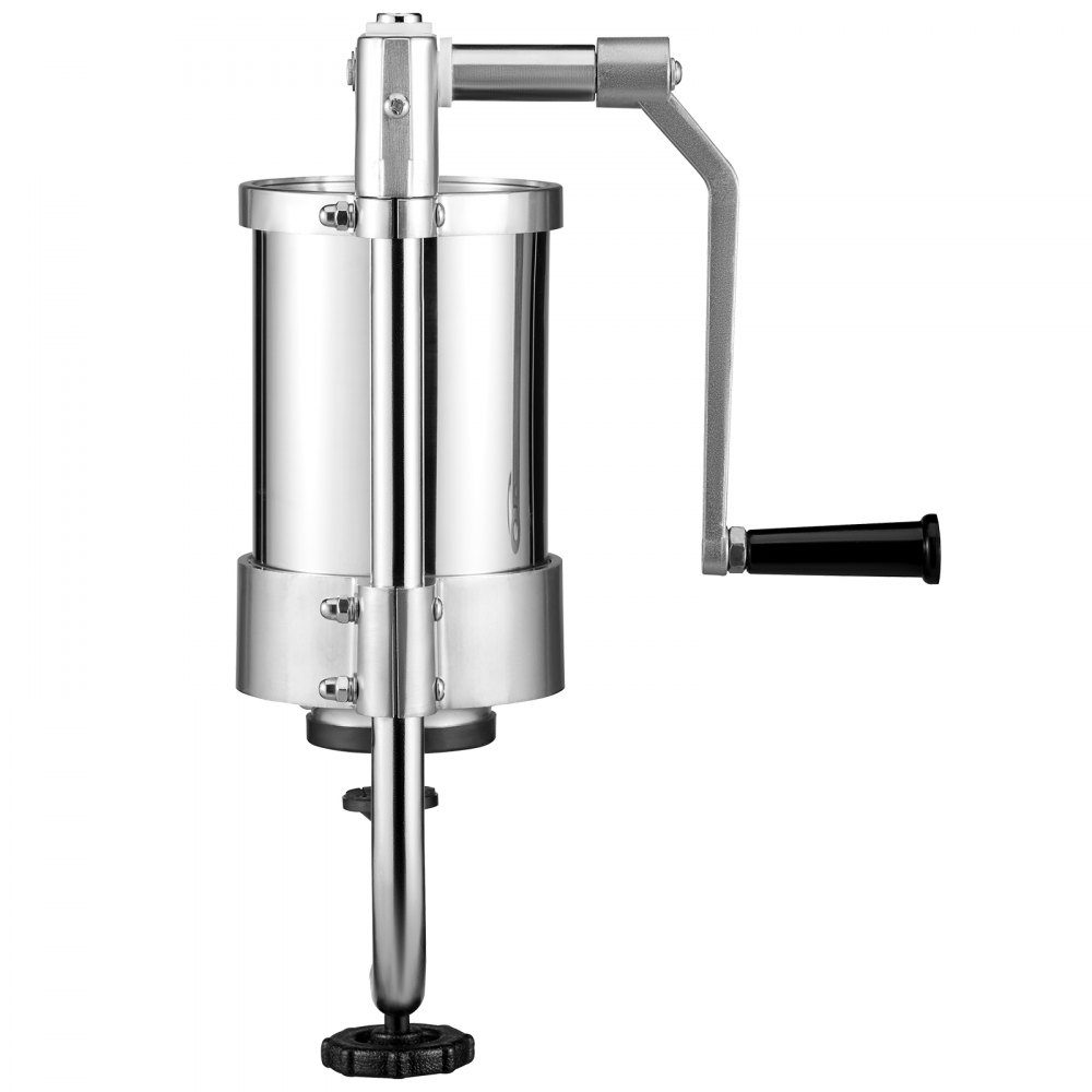 Ręczna nadziewarka do kiełbas, nadziewarka do kiełbas 1,5 l, stal nierdzewna + aluminium, profesjonalna nadziewarka do kiełbas w kolorze srebrnym, w zestawie tuby nadziewcze 16/19/22 mm, pionowa prasa do kiełbasy z zaciskiem stołowym, własnej roboty