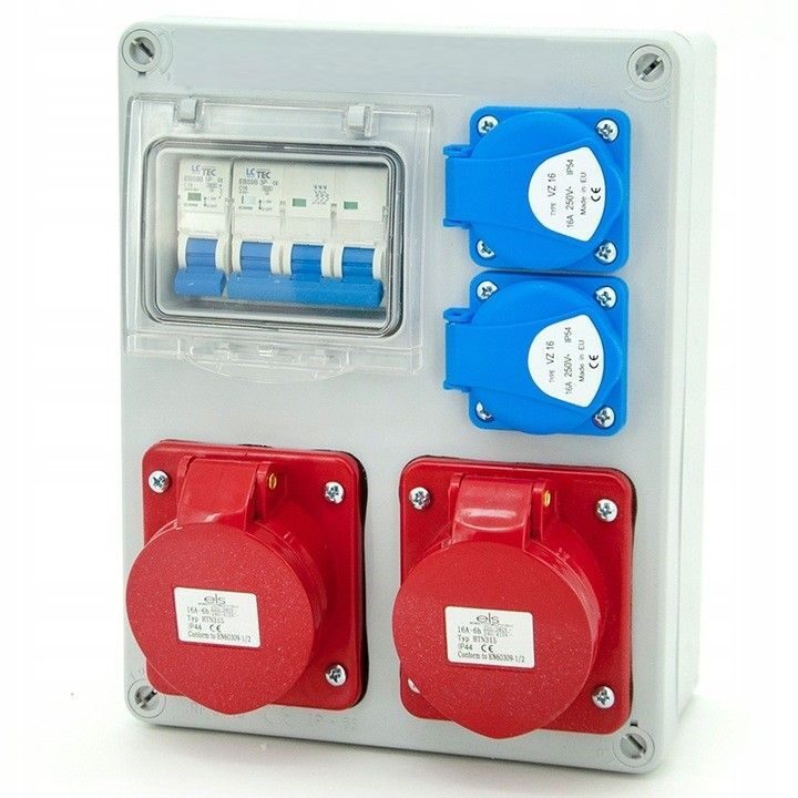 Electrical wall distributor 2x 230 V 16A / 2 x 32A 5P complete set of construction power distributors