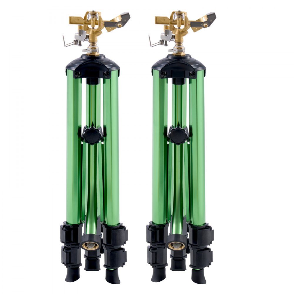 Sprinkler-Teleskopstativ, 2er-Set mit Messingkopf und G3/4-Zoll-Anschluss, 360-Grad-Hochleistungs-Rasensprinkler für große Flächen, verstellbare Höhe 430 mm, 686 mm, 940 mm für den Hof