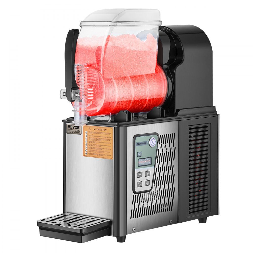 Commercial Slush Ice Cream Machine 4L Single Tank Frozen Drink Machine 16 Cup Stainless Steel Slush Ice Cream Machine with Keyboard Soft Ice Cream Machine for Party Restaurant Cafe Bar Black