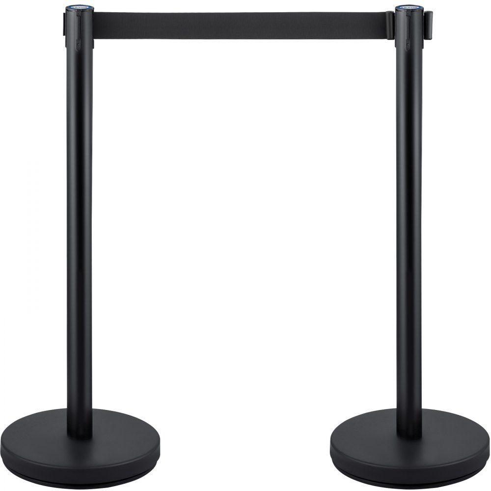 Personengeleidingssysteem 4 stands, totale hoogte 90 cm VIP-barrière met vierwegadapter, afbakeningsstandaard, slagboomstandaard met 2 m lengteband voor luchthaven, stalen en ijzeren standaard, zwart