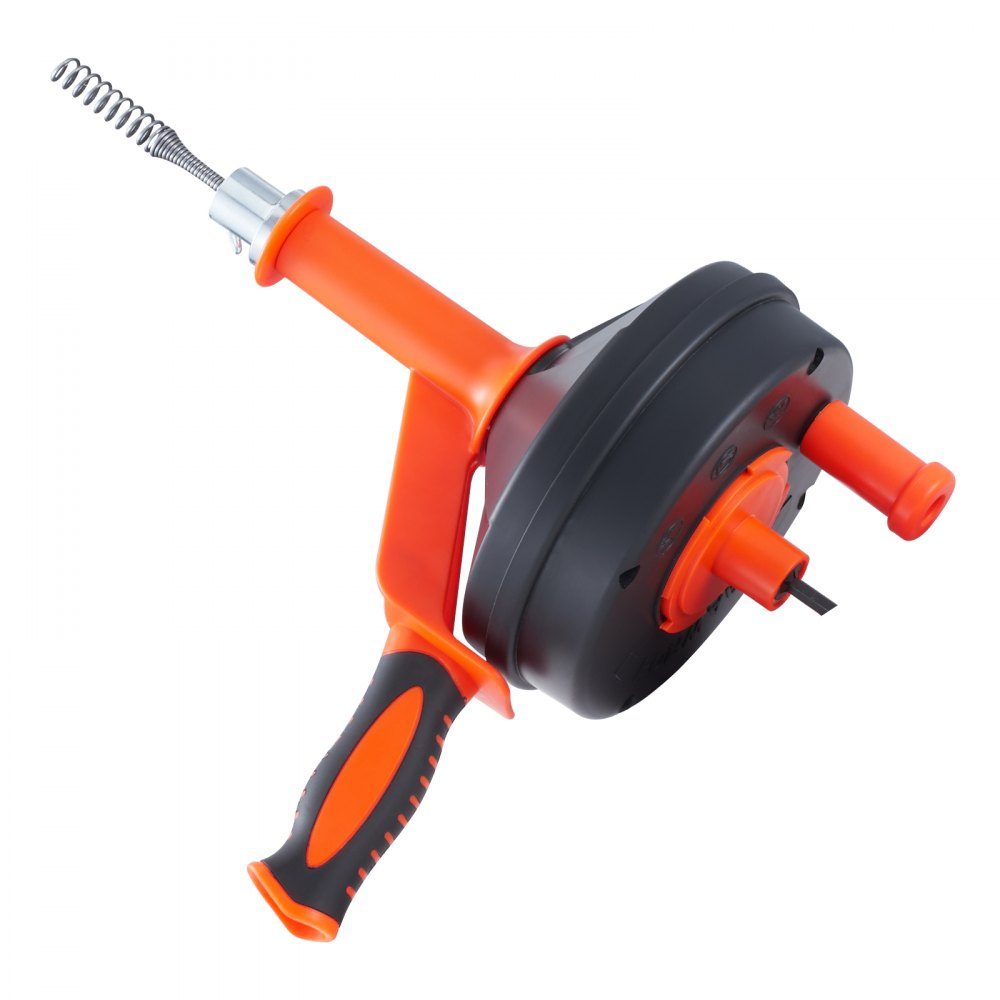 Pipe Cleaning Cable 1/4" x 300" Spring Steel Cable Drain Cleaner with Drum Manual & Electric Hand Feed Pipe Cleaning Shaft Pipe Cleaning Device Ideal for Toilet Sewer Floor Drains