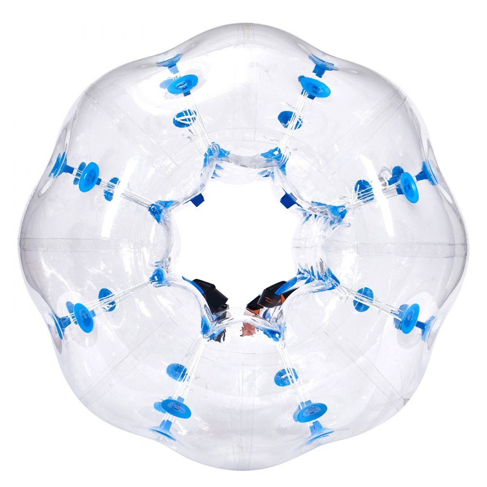 Aufblasbarer Bump-Ball, Bumper-Ball, 1 Stück, 1,2 m x 1,03 m, menschlicher Kollisionsball, PVC-Körper-Blasen-Bounce-Ball für Outdoor-Aktivitäten, transparent + blaue Punkte, aufblasbarer Bumper-Ball