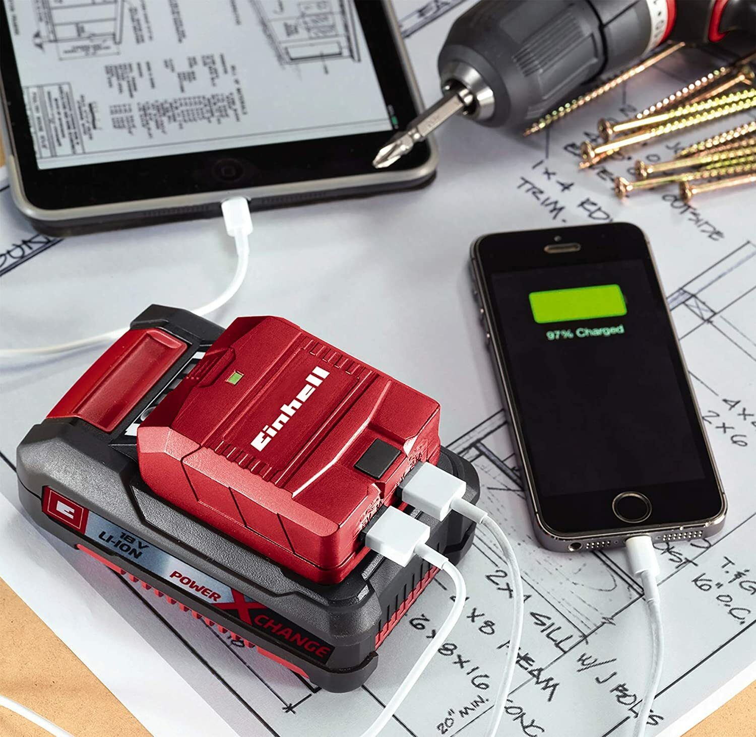 Adaptateur de batterie USB Einhell TE-CP 18 Li USB Solo Power