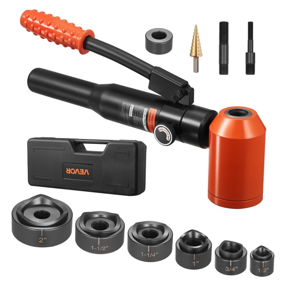 Abisolierstanzer-Set, 10T hydraulisches Abisolierset, 22,5 bis 61,5 mm KO-Werkzeugsatz, Lochherstellungswerkzeug, KO-Werkzeugsatz mit 6 Matrizen für Metallschaltschränke, Elektroschränke