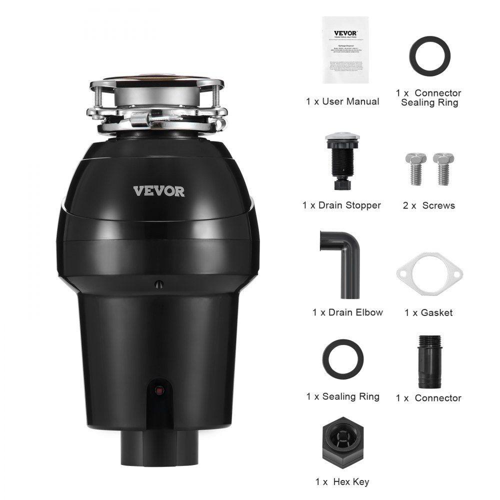 Kitchen Waste Disposer, Kitchen Waste Disposer, 1.25 HP Food Waste Shredding System, EZ Mount, 4060 RPM, Household Garbage Disposer, Garbage Disposal, Food Waste