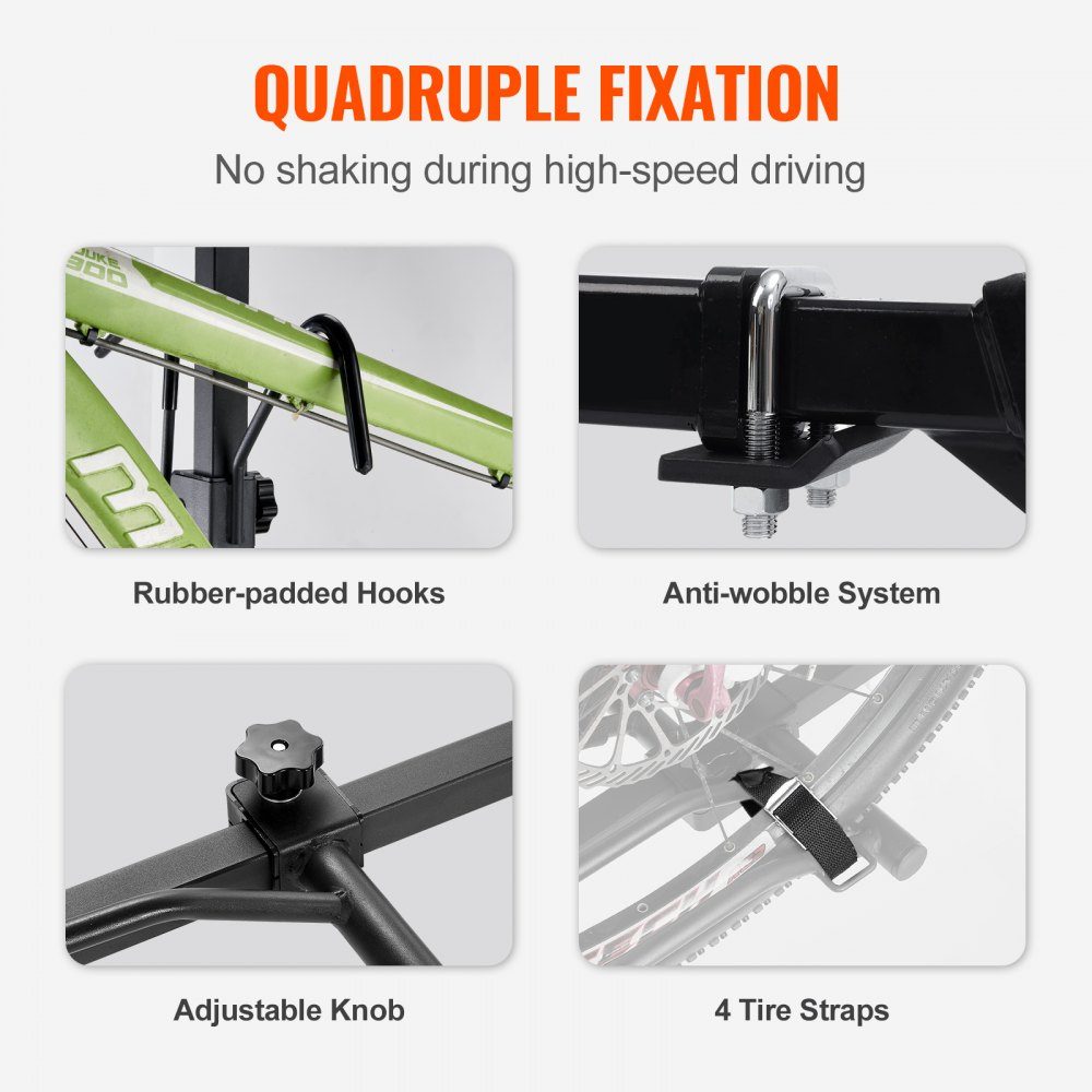 Tow Hitch Bike Rack, 2 Bike Platform Style, 36kg Load Capacity, Bike Rack Hitch for 31.75/50.8mm Receiver, Foldable Bike Rack for Car, SUV, Truck etc
