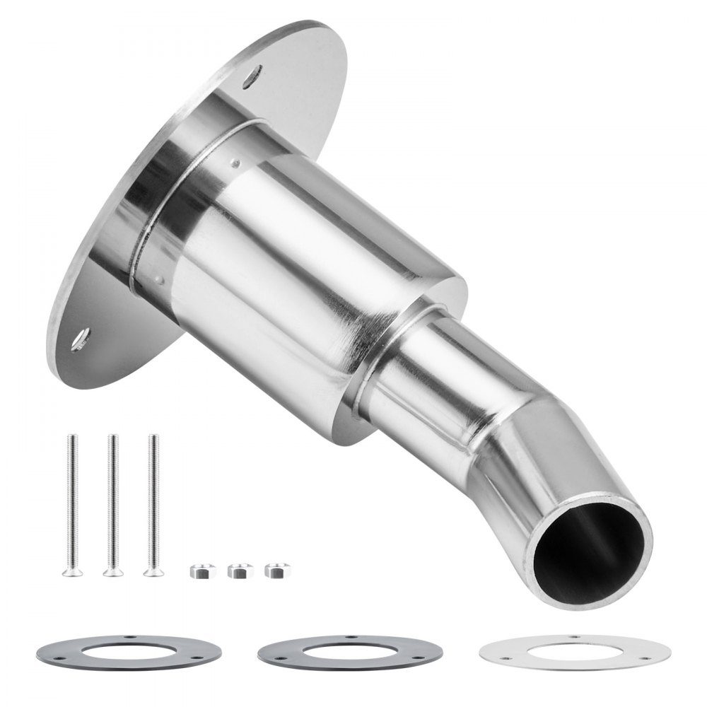 Durch Rumpf-Auspuffhautanschluss, 24-mm-Auspuffblende für Dieselheizung, Zusatzheizung mit Schrauben, Muttern und Dichtung, Rumpf-Auspuffrohrstutzen-Ersatz, Edelstahl 316, Silber