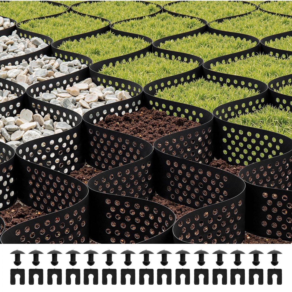 Grille de gravier, profondeur 100 mm, grille de pelouse 5 200 x 2 700 mm, nid d'abeille en gravier, grille en nid d'abeille HDPE, géogrille perméable pour la stabilisation d'allée, pour jardin, terrasse, allée, parking pour camping-car