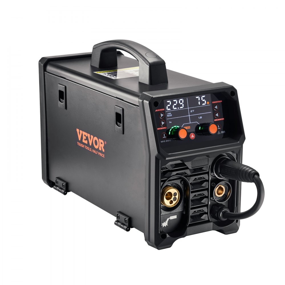 MIG-lasapparaat, 200A synergisch MIG-lasapparaat, 4-in-1 gas MIG/Flux Core MIG/Stick/Lift TIG multiproceslasapparaat met IGBT-invertertechnologie en LCD-scherm