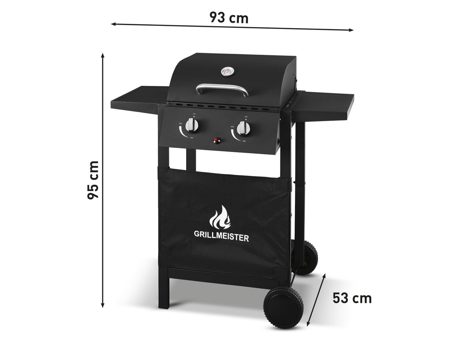 BBQ GRILLMEISTER gas grill, 2 burners, 6 kW