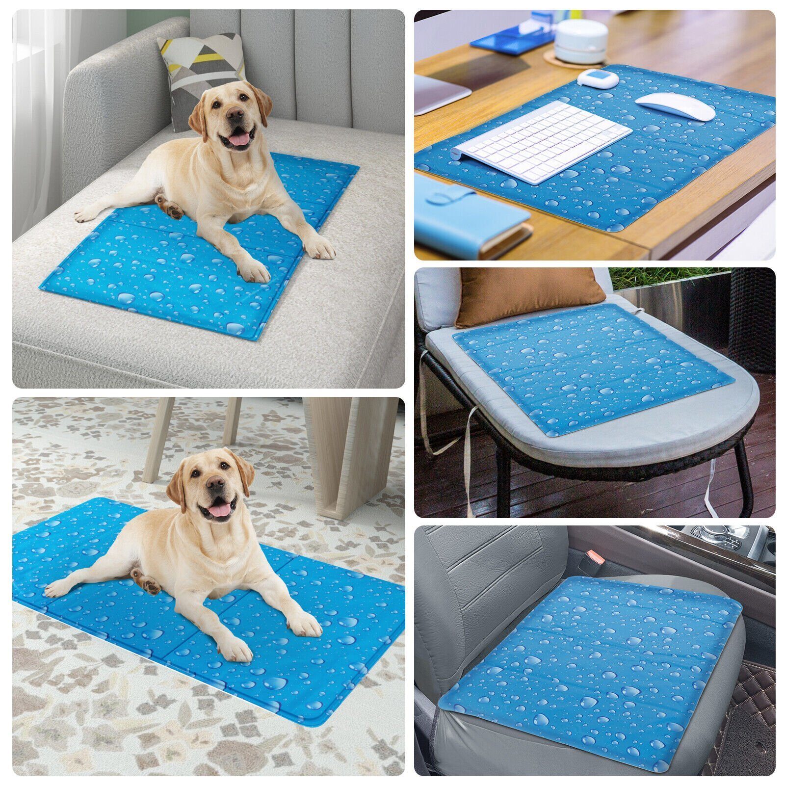 Dog Cat Cooling Mat Self Cooling Cooling Blanket Cold Mat Ice Mat Blue 50cm x 90cm