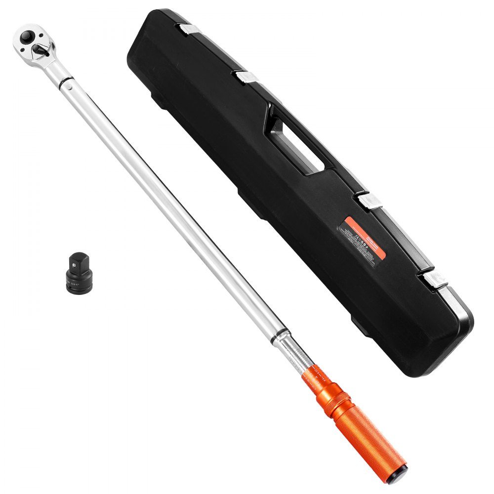 Click Torque Wrench 3/4" Drive 136-814N.m Two Way Torque Wrench Set with Dual Range Scales 48 Teeth ± 3% High Precision Alloy Steel for Car Repair Orange