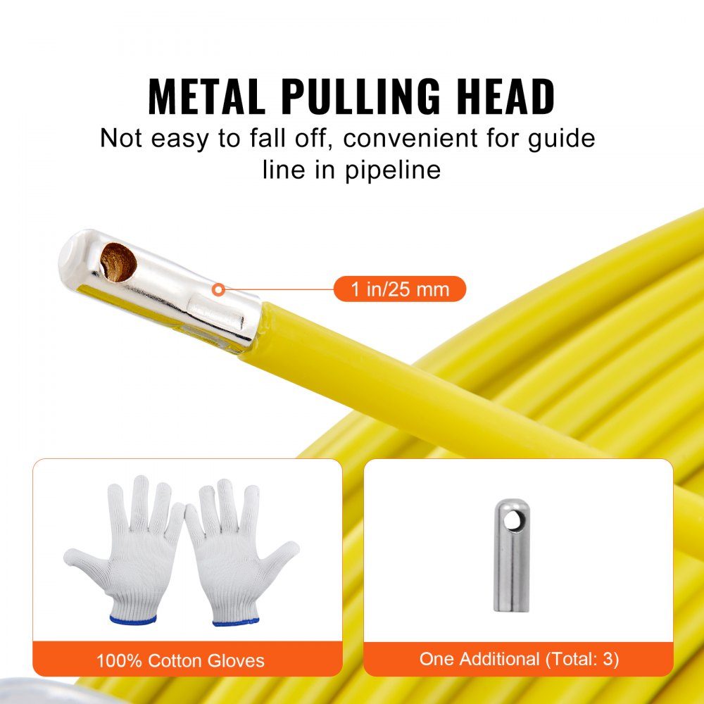 Fish Tape Puller Fiberglass 183m 7.9375mm Wire Cable Running Duct Rodder